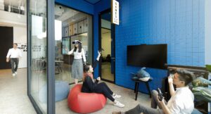 roche-office-blue-meeting-room-vr-gaming by . 